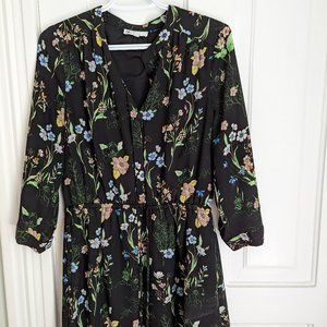 DR2 black sleeved floral dress